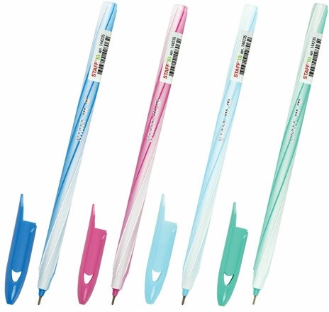 Ручка шариковая STAFF "CANDY PASTEL", синяя, игольчатый узел 0,6 мм, линия 0,3 мм, 144235