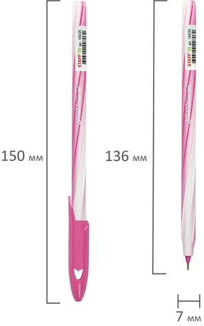 Ручка шариковая STAFF "CANDY PASTEL", синяя, игольчатый узел 0,6 мм, линия 0,3 мм, 144235