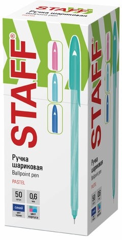Ручка шариковая STAFF "CANDY PASTEL", синяя, игольчатый узел 0,6 мм, линия 0,3 мм, 144235
