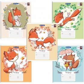 Тетрадь 18 л. BRAUBERG, клетка, обложка картон, CUTE FOX, 402992