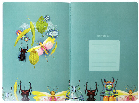 Тетрадь 40 л. в клетку обложка SoftTouch, бежевая бумага 70 г/м2, сшивка, А5 (147х210 мм), ЖУКИ, BRAUBERG, 403769