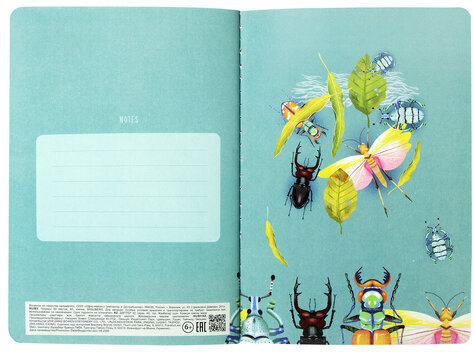 Тетрадь 40 л. в клетку обложка SoftTouch, бежевая бумага 70 г/м2, сшивка, А5 (147х210 мм), ЖУКИ, BRAUBERG, 403769