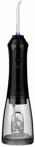 Ирригатор для полости рта REVYLINE RL 450 New, портативный, емкость резервуара 0,3 л, 5 насадок, черный, 7993