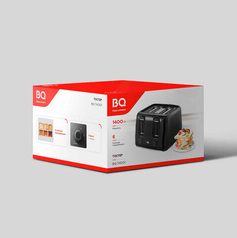 Тостер BQ (БИ-КЬЮ) T4001, 1400 Вт, 4 тоста, 6 режимов, пластик, черный, 86197957