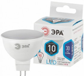 Лампа светодиодная ЭРА STD, 10 (90) Вт, цоколь GU5.3, софит, нейтральный белый свет, 35000 ч., LED MR1610W840GU5.3, Б0032996