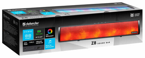 Колонка портативная-саундбар DEFENDER Z8, 10Вт, 1200 мАч, Bluetooth, FM, питание от USB, 65118