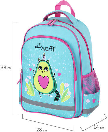 Рюкзак ПИФАГОР SCHOOL, 1 отделение, 3 кармана, "Avocat", 38x28х14 см, 270652