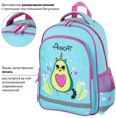 Рюкзак ПИФАГОР SCHOOL, 1 отделение, 3 кармана, "Avocat", 38x28х14 см, 270652