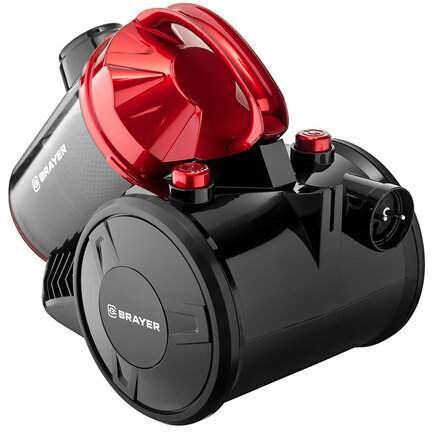 Пылесос BRAYER BR4202 с контейнером "циклон", 2200 Вт, мощность всасывания 420 Вт, черный/бордовый
