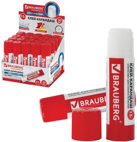 Клей-карандаш BRAUBERG, 15 г, 220870