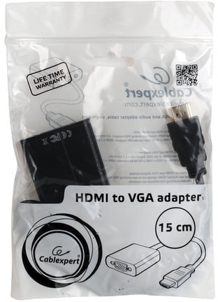 Кабель-переходник HDMI-VGA, 15 см, CABLEXPERT, M-F, для передачи аналогового видео, A-HDMI-VGA-04