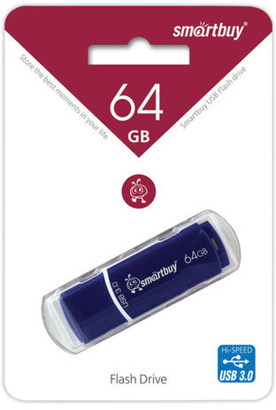 Флеш-диск 64 GB SMARTBUY Crown USB 3.0, синий, SB64GBCRW-Bl