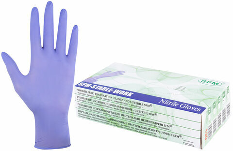 Перчатки нитриловые смотровые SFM Stable-Work, Германия, 50 пар (100 штук), размер S (малый)
