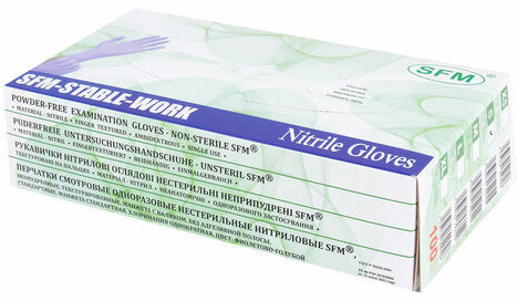 Перчатки нитриловые смотровые SFM Stable-Work, Германия, 50 пар (100 штук), размер S (малый)