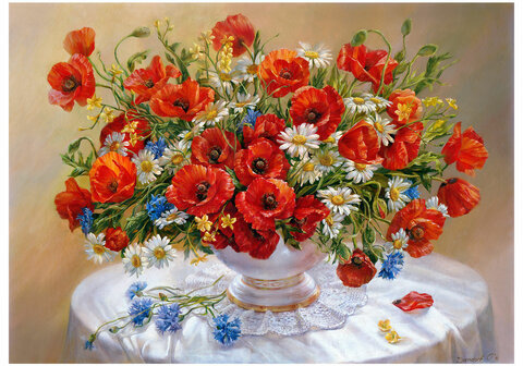 Картина стразами (алмазная мозаика), 40х50 см, ОСТРОВ СОКРОВИЩ "Маки", на подрамнике, 663871