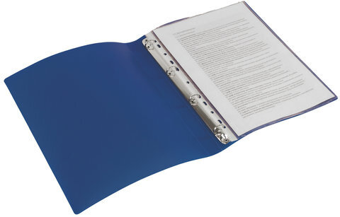 Папка на 4 кольцах STAFF, 25 мм, синяя, до 170 листов, 0,5 мм, 225724