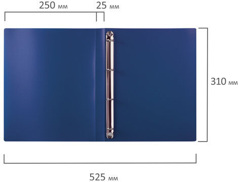 Папка на 4 кольцах STAFF, 25 мм, синяя, до 170 листов, 0,5 мм, 225724