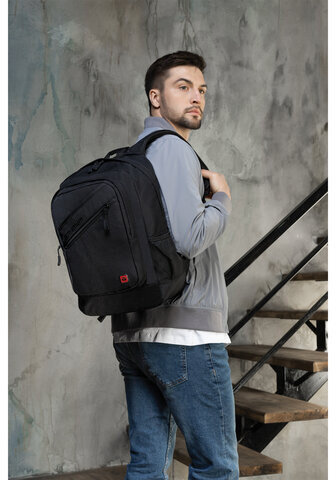 Рюкзак GERMANIUM "S-09" универсальный, с отделением для ноутбука, уплотненная спинка, черный, 44х30х14 см, 226956