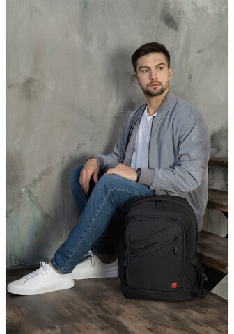 Рюкзак GERMANIUM "S-09" универсальный, с отделением для ноутбука, уплотненная спинка, черный, 44х30х14 см, 226956