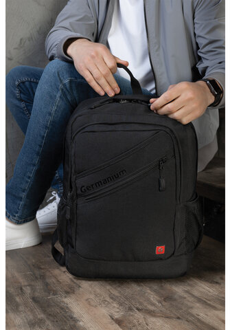 Рюкзак GERMANIUM "S-09" универсальный, с отделением для ноутбука, уплотненная спинка, черный, 44х30х14 см, 226956