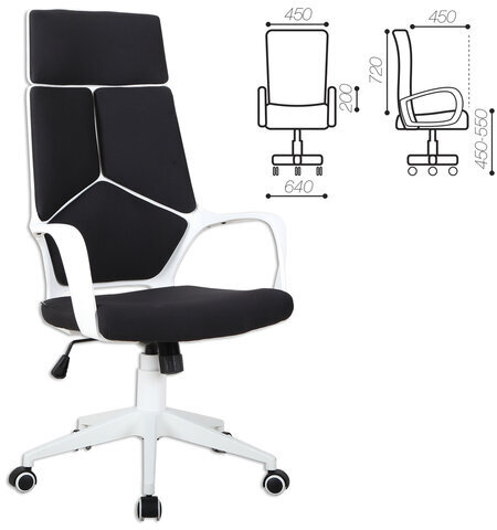 Кресло офисное BRABIX PREMIUM "Prime EX-515", пластик белый, ткань, черное, 531812