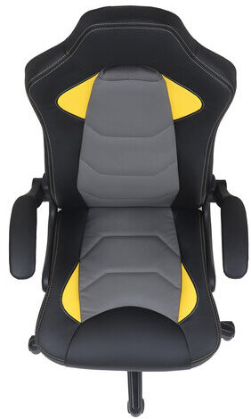 Кресло компьютерное BRABIX "Skill GM-005", откидные подлокотники, экокожа, черное/желтое, 532494