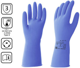 Перчатки латексные КЩС, прочные, хлопковое напыление, размер 9,5-10 XL, очень большой, синие, HQ Profiline, 74736