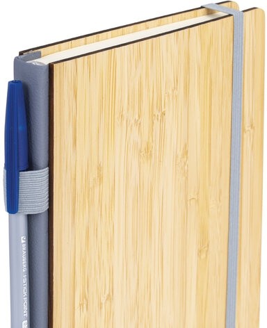 Ежедневник недатированный А5 145х213мм BRAUBERG "Bamboo", резинка, держатель, 160л, коричневый, 117137