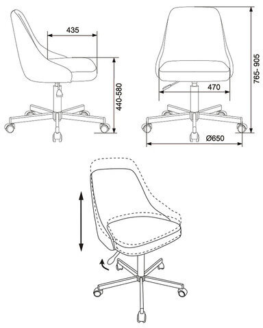Кресло CH-340M, пятилучие металлическое, ткань, серо-голубое, 1398209