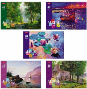 Альбом для рисования, А4, 40 л., скоба, обложка картон, тиснение, HATBER, 205х290 мм, &quot;Страна грез&quot; (5 видов), 40А4тВ