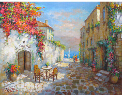 Картина стразами (алмазная мозаика) 40х50 см, ОСТРОВ СОКРОВИЩ "Маленькое кафе", без подрамника, 662585