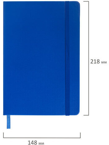 Блокнот А5 (148x218 мм), BRAUBERG "Metropolis", балакрон, 80 л., резинка, клетка, синий, 111582