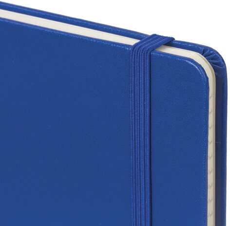 Блокнот А5 (148x218 мм), BRAUBERG "Metropolis", балакрон, 80 л., резинка, клетка, синий, 111582