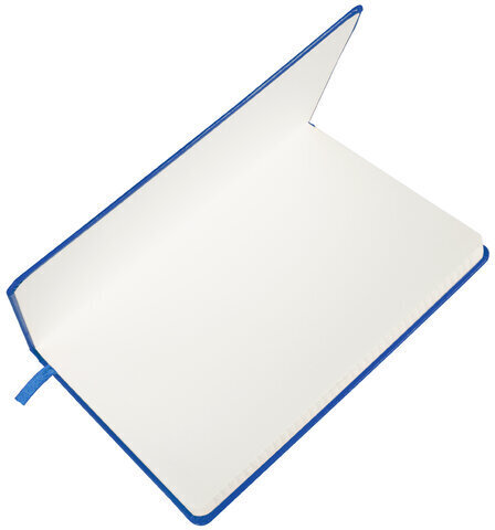 Блокнот А5 (148x218 мм), BRAUBERG "Metropolis", балакрон, 80 л., резинка, клетка, синий, 111582