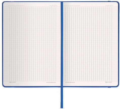 Блокнот А5 (148x218 мм), BRAUBERG "Metropolis", балакрон, 80 л., резинка, клетка, синий, 111582
