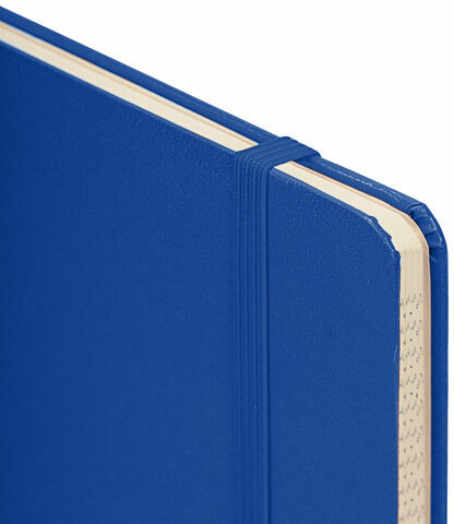 Блокнот А5 (148x218 мм), BRAUBERG "Metropolis", балакрон, 80 л., резинка, клетка, синий, 111582