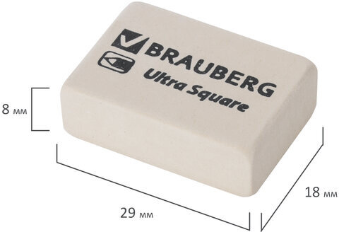 Ластики BRAUBERG "Ultra Mix" 9 шт., размер ластика 41х14х8 мм/29х18х8 мм, натуральный каучук, 229604