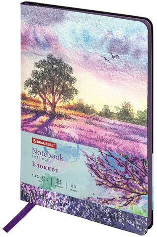 Блокнот А5 (143x210 мм), BRAUBERG VISTA "Violet", под кожу, гибкий, 80 л., 112074