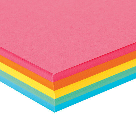 Бумага цветная BRAUBERG, А4, 80 г/м2, 100 л., (5 цветов х 20 л.), интенсив, для офисной техники, 112461