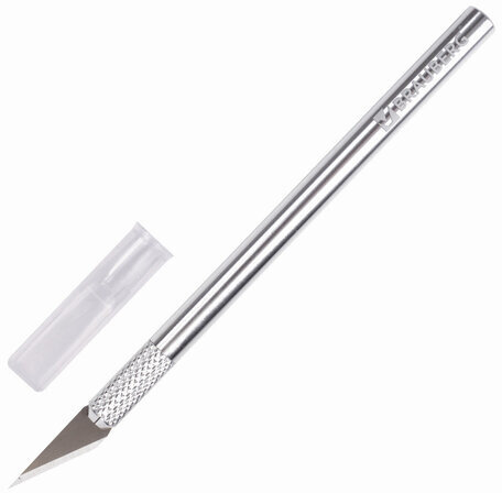 Нож макетный (скальпель) BRAUBERG "Special", 6 лезвий в комплекте, металлический корпус, блистер, 235405