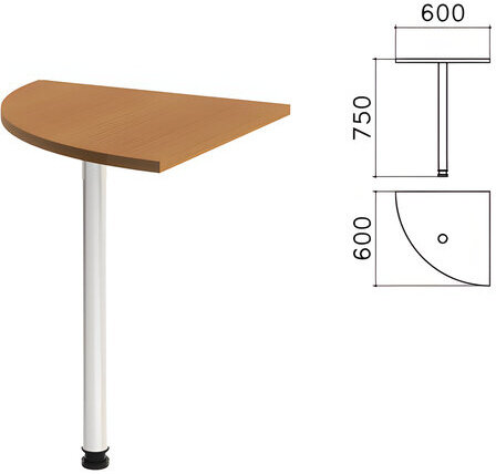 Стол приставной угловой "Монолит", 600х600х750 мм, цвет орех гварнери (КОМПЛЕКТ)