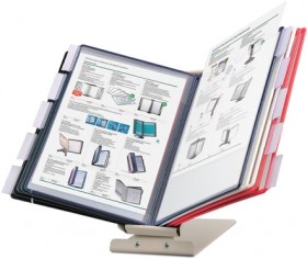 Демосистема настольная/настенная металлическая с 10 цветными панелями А4, серая, BRAUBERG "SOLID", 236719