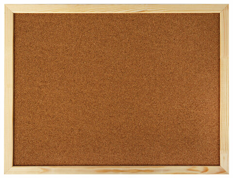 Доска пробковая для объявлений 45х60 см, деревянная рамка, ГАРАНТИЯ 10 лет, РОССИЯ, BRAUBERG, 236859