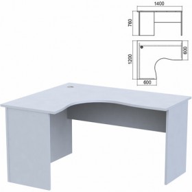 Стол компактный &quot;Арго&quot;, 1400х1200х760 мм, левый, серый (КОМПЛЕКТ)