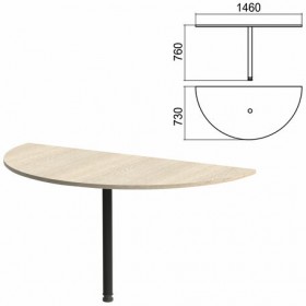 Стол приставной полукруг "Арго", 1460х730х760 мм, ясень шимо/опора черная (КОМПЛЕКТ)