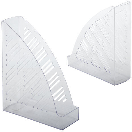 Лоток вертикальный для бумаг BRAUBERG "Standard+", 250х90х300 мм, прозрачный, 237227