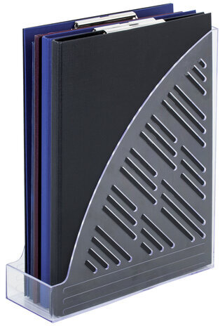 Лоток вертикальный для бумаг BRAUBERG "Standard+", 250х90х300 мм, прозрачный, 237227