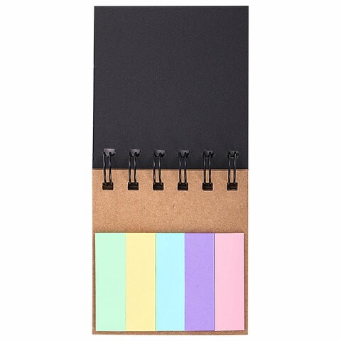 Закладки клейкие в книжке BRAUBERG PASTEL 200 штук: 50х15 мм 5 цветов х 25листов, 50х75 мм 3 цвета х 25 листов, 115582