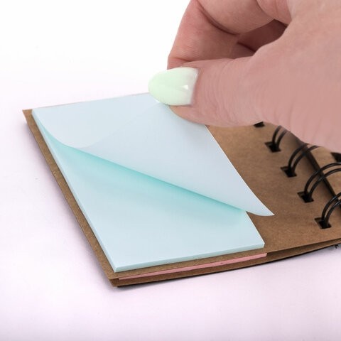 Закладки клейкие в книжке BRAUBERG PASTEL 200 штук: 50х15 мм 5 цветов х 25листов, 50х75 мм 3 цвета х 25 листов, 115582