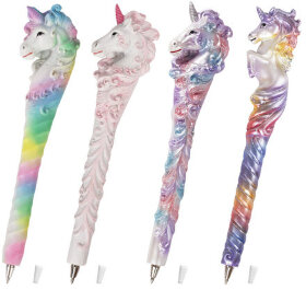 Ручка фигурная &quot;ЕДИНОРОГИ&quot;, СИНЯЯ, 4 дизайна ассорти, 0,5 мм, дисплей, BRAUBERG, 142756